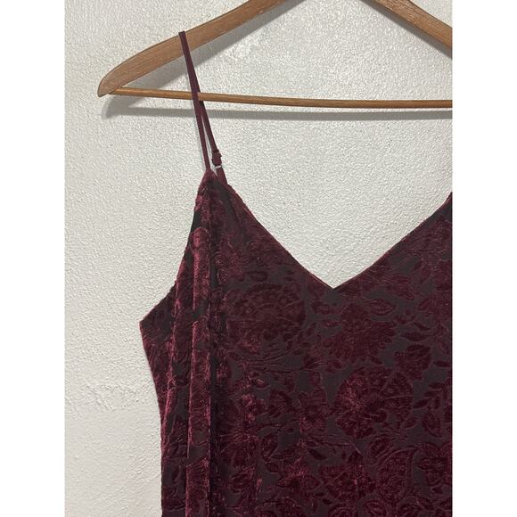 Velvet Burnout Eyeshadow Slip Dress L Burgundy Wine Whimsigoth Witchy Dark Fairy - Picture 2 of 12